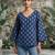 Blue  pure cotton printed tunic for women