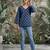 Blue  pure cotton printed tunic for women
