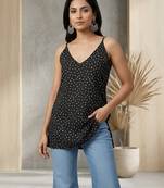 Black  pure cotton printed tunic for women