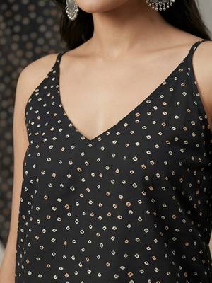 Black  pure cotton printed tunic for women 3