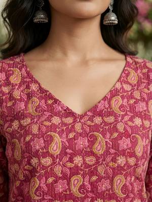 Pink  pure cotton printed tunic for women 4
