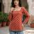 Red  pure cotton printed tunic for women