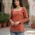 Red  pure cotton printed tunic for women