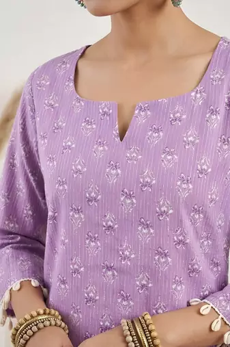 Purple  pure cotton printed tunic for women