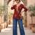 Maroon  pure cotton printed tunic for women
