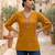 Yellow  pure cotton printed tunic for women