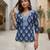 Blue  pure cotton printed tunic for women