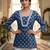 Blue  pure cotton printed tunic for women