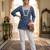 Blue  pure cotton printed tunic for women