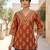 Orange  pure cotton printed tunic for women