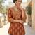 Orange  pure cotton printed tunic for women