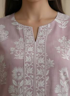 Mauve  pure cotton printed tunic for women 3