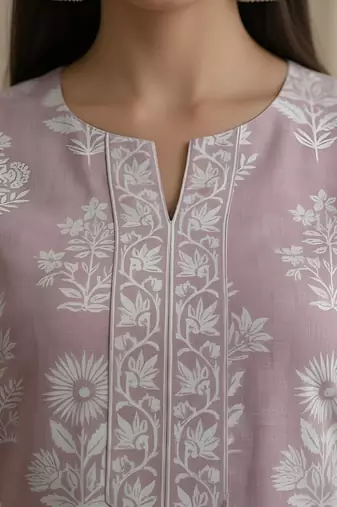 Mauve  pure cotton printed tunic for women