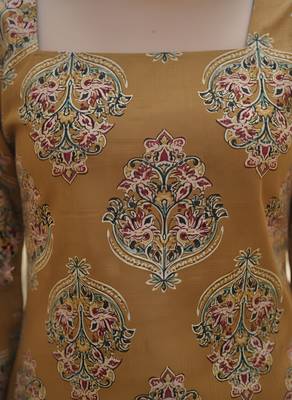 Yellow  pure cotton printed tunic for women 2