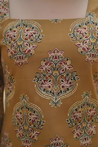 Yellow  pure cotton printed tunic for women