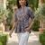 Blue  pure cotton printed tunic for women