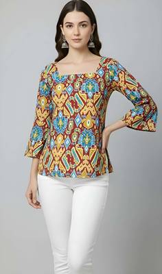 Multicolor  pure cotton printed tunic for women 1