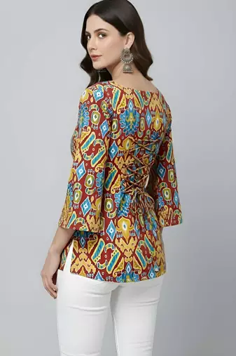 Multicolor  pure cotton printed tunic for women