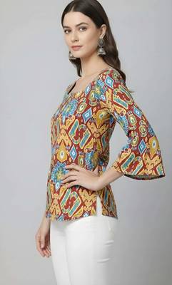 Multicolor  pure cotton printed tunic for women 3