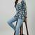 Blue  pure cotton printed tunic for women