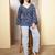 Blue  pure cotton printed tunic for women