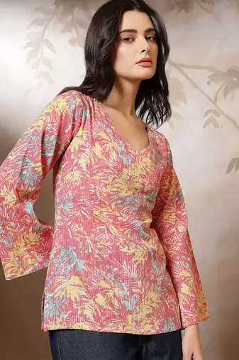 Multicolor  pure cotton printed tunic for women