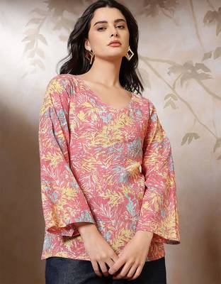 Multicolor  pure cotton printed tunic for women 5