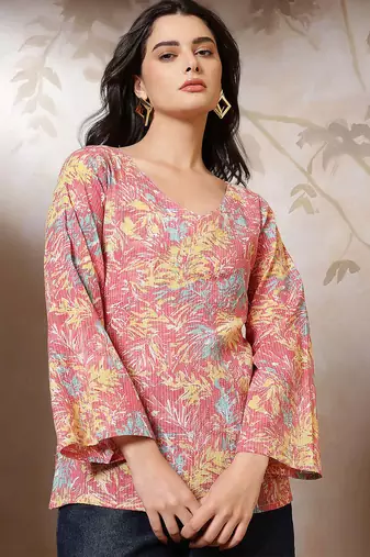 Multicolor  pure cotton printed tunic for women