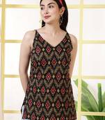 Black  pure cotton printed tunic for women