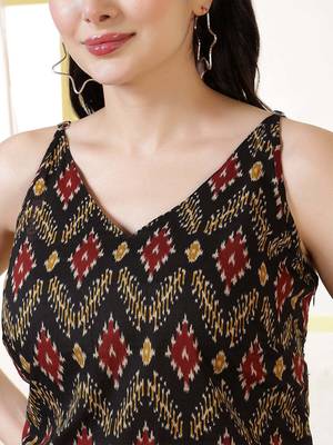 Black  pure cotton printed tunic for women 3