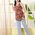 Orange  pure cotton printed tunic for women