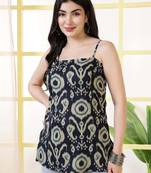 Navy blue  pure cotton printed tunic for women