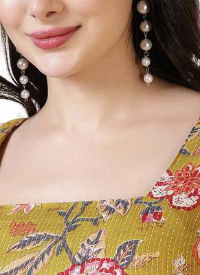 Mustard  pure cotton printed tunic for women 4