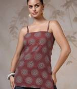 Maroon  pure cotton printed tunic for women
