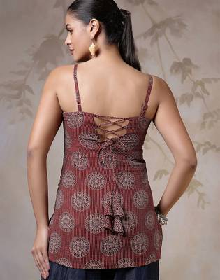 Maroon  pure cotton printed tunic for women 2