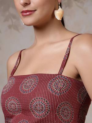 Maroon  pure cotton printed tunic for women 3