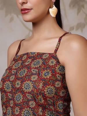 Orange  pure cotton printed tunic for women 3