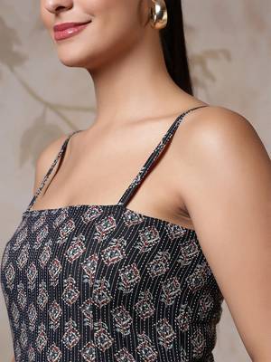 Black  pure cotton printed tunic for women 4