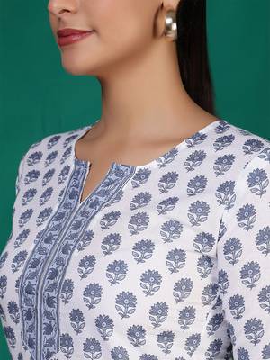Off white  pure cotton printed tunic for women 2