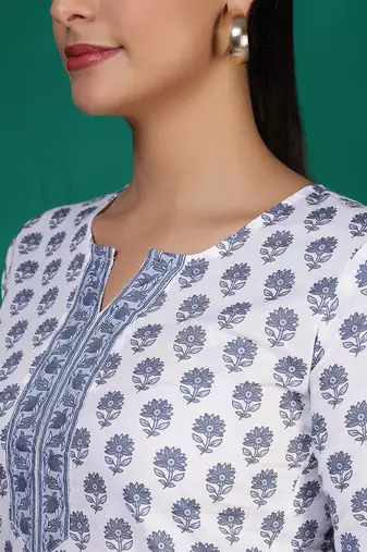 Off white  pure cotton printed tunic for women