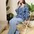 Blue  pure cotton printed tunic for women