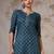Teal  pure cotton printed tunic for women