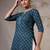 Teal  pure cotton printed tunic for women