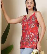 Maroon  pure cotton printed tunic for women