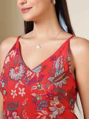 Maroon  pure cotton printed tunic for women 3