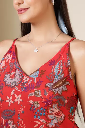 Maroon  pure cotton printed tunic for women