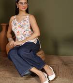 Off white  pure cotton printed tunic for women