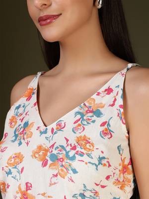 Off white  pure cotton printed tunic for women 4