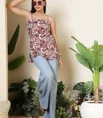 Off white  pure cotton printed tunic for women