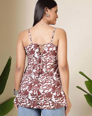 Off white  pure cotton printed tunic for women 2
